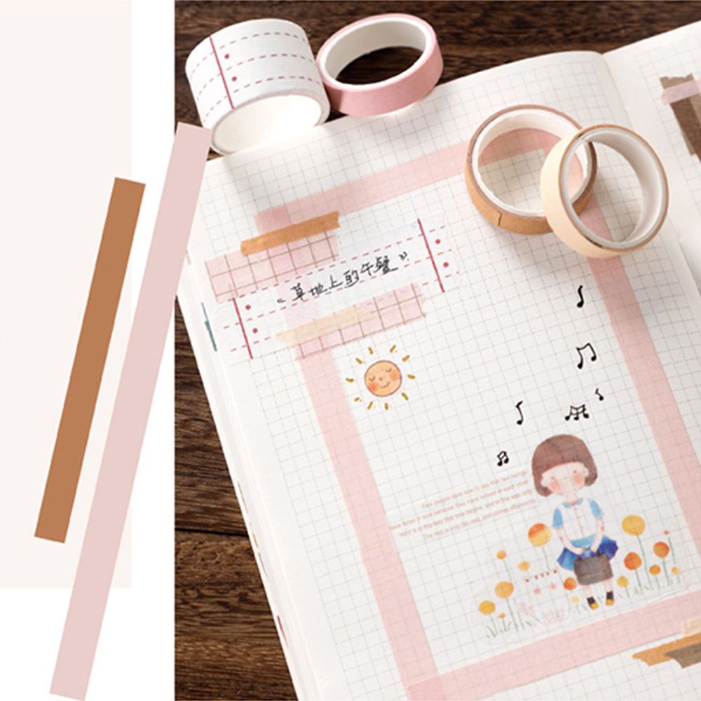 Set 10 cuộn băng keo dán nhiều màu dễ thương trang trí sổ tay DIY