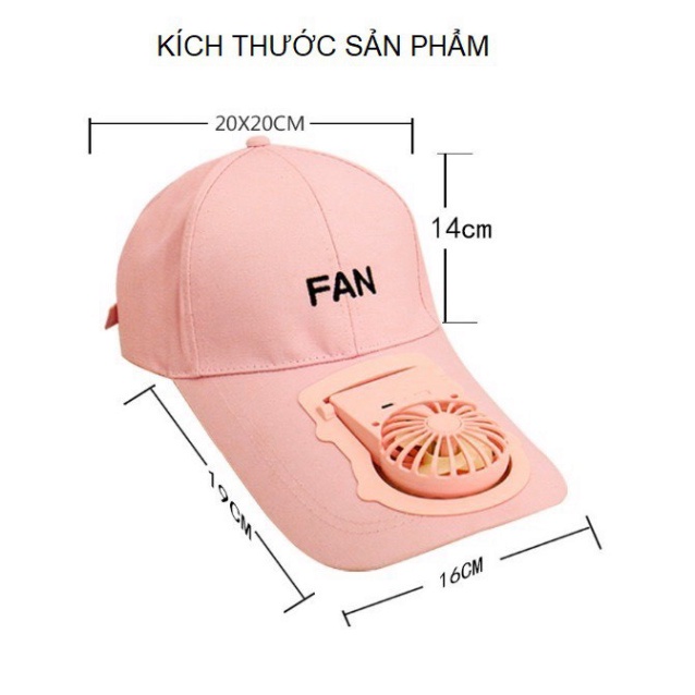 Mũ Quạt, Mũ Lưỡi Trai Tích Hợp Quạt Sạc Mini Làm Mát, Có 3 Chế Độ Gió giao nhanh