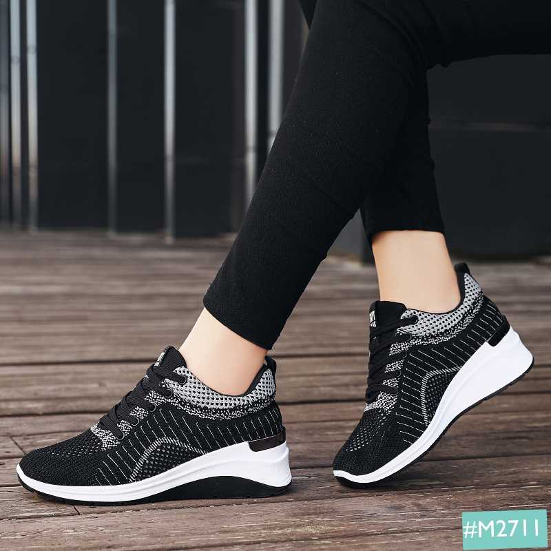 Giày Thể Thao Sneaker Nữ Độn Đế 6cm MINSU M2711 Gót Cao 6p Kiểu Dáng Trẻ Trung Năng Động Basic Thời Trang Style Hàn Quốc