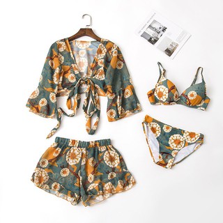 [2019] Set Bikini 4 Mảnh Họa Tiết Hoa