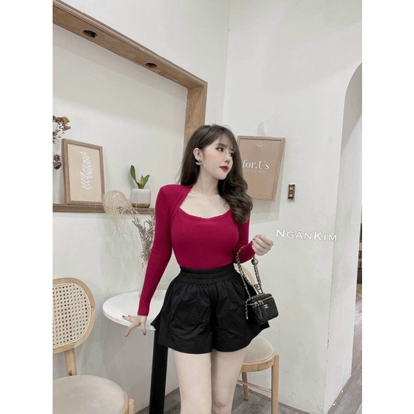 Áo len tâm cổ vuông Bigsize TP 55-85kg hình thật chất len dệt bao chuẩn | BigBuy360 - bigbuy360.vn