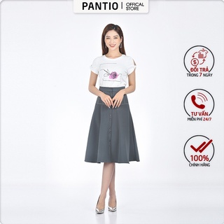 Chân váy dài chất liệu thô dáng xòe đính cúc FJD9829 - PANTIO