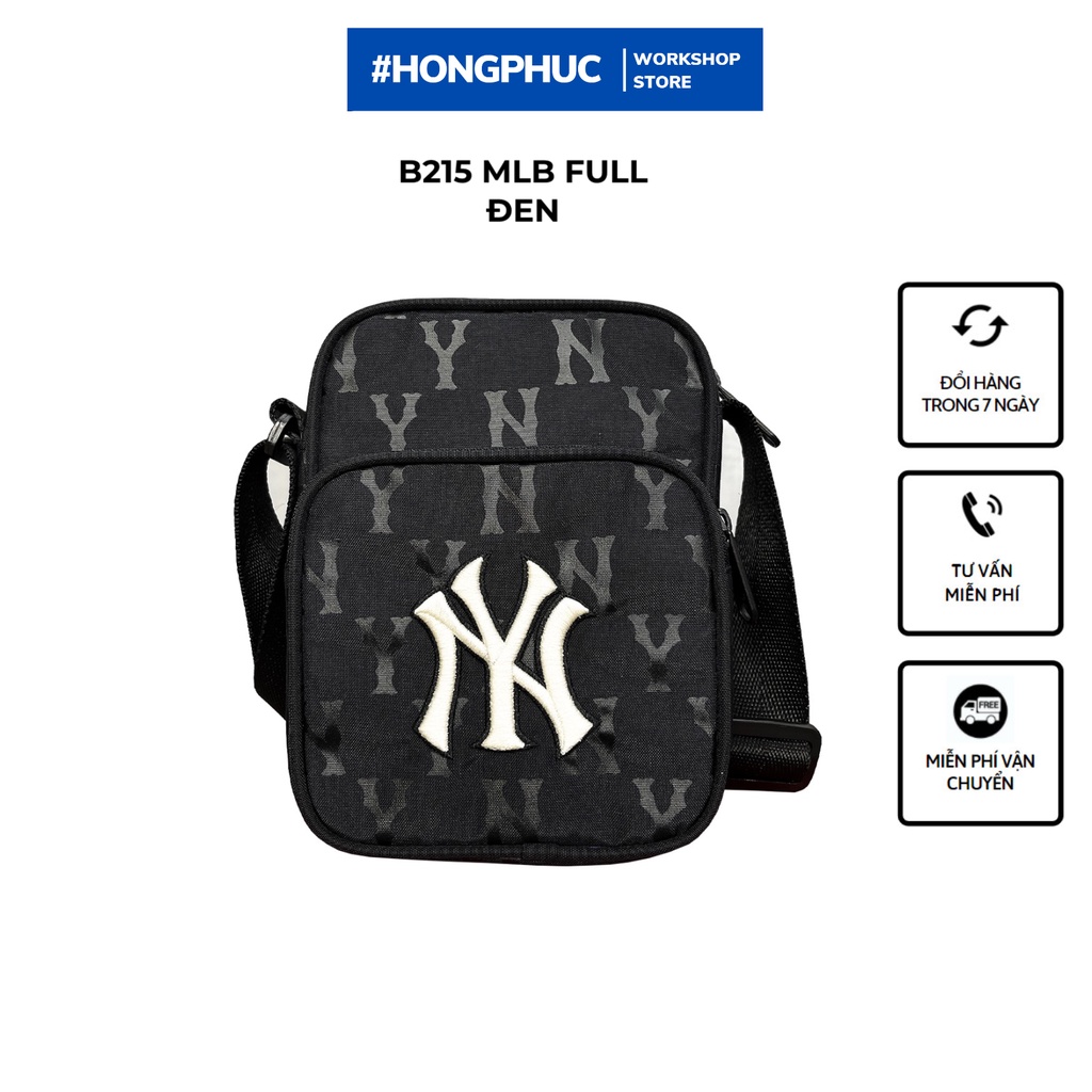 Túi đeo chéo nam nữ MLB NY MONOGRAM MINI BAG BLACK [ HONGPHUC ]