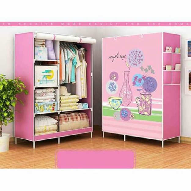 MamTh- Tủ vải 3D 2 buồng 6 ngăn cao cấp + tặng kèm1 móc hít thần thánh