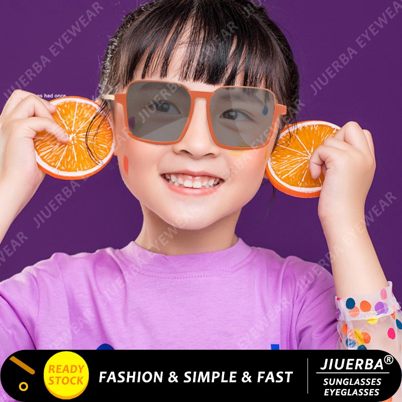 Kính Chống Nắng Nửa Gọng Vuông Bằng Kim Loại Phong Cách Hàn Quốc Thời Trang Cho Bé