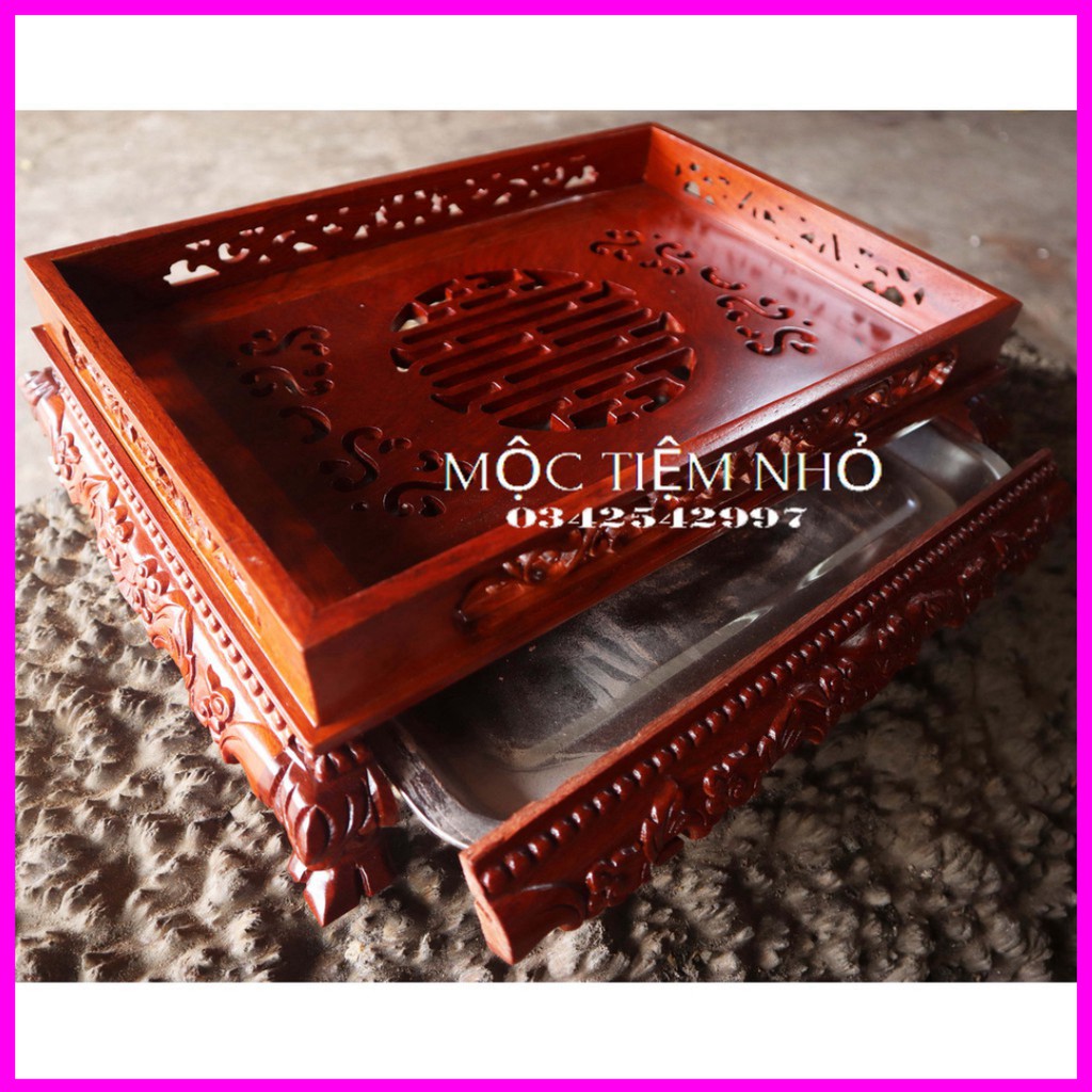 Khay Trà Chân Qùy Bằng Gỗ Hương - cao cấp sang trọng