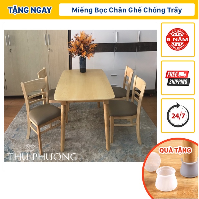 Bộ bàn ăn Cabin cao cấp 1m2+4 ghế, bộ bàn giả đá, ghế gỗ,có lót simili - Thu Phượng House