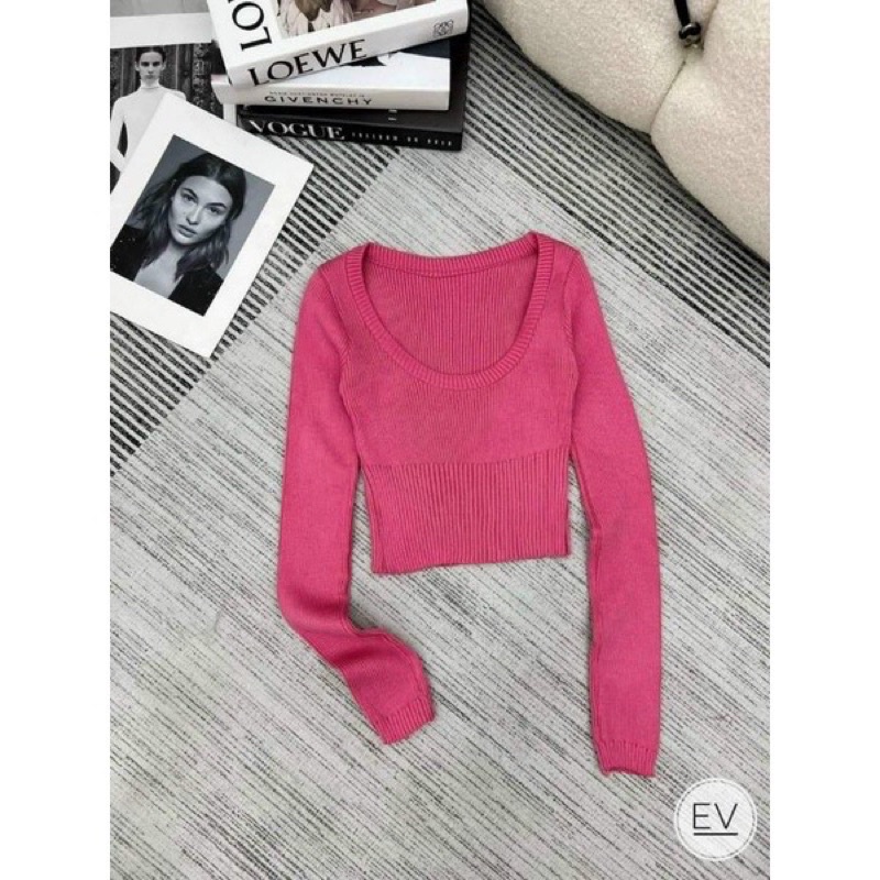 ÁO LEN TĂM CỔ U HÀNG QCL1 DÁNG ÔM SEXY MS16662