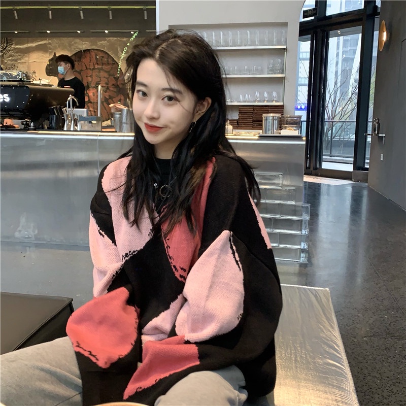 Porozi  Áo sweater  dáng rộng phong cách Hàn Quốc cho nữ