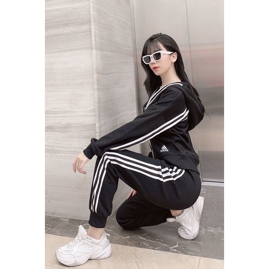 Set bộ đồ thể thao nữ adidas cao cáp 3 sọc full màu vải dư M3350023