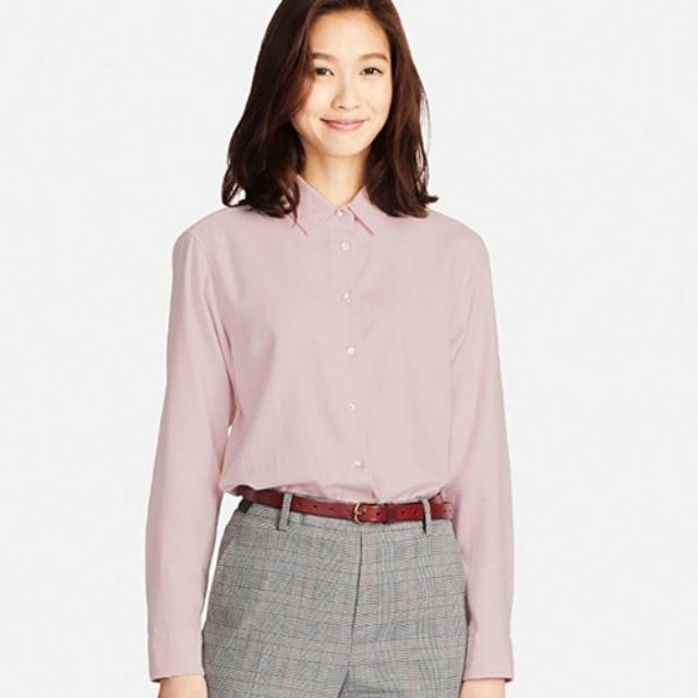 Áo sơ mi Uniql* hồng paste hàng Authentic size M