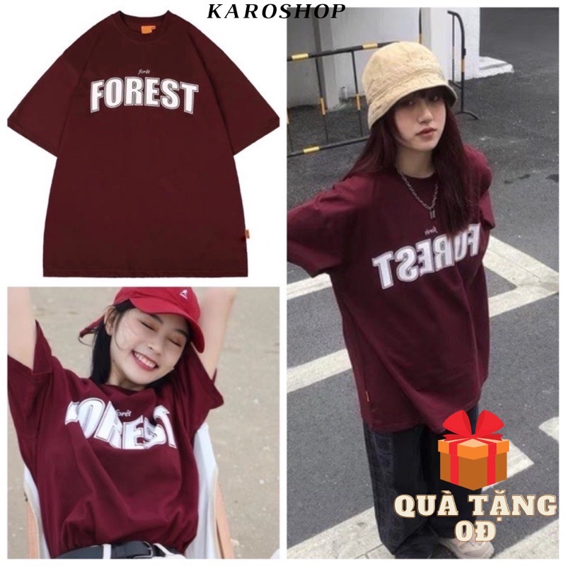 Áo thun tay lỡ Forest chất cotton màu đỏ mận, trắng CoolZ phông Unisex nam nữ Cotton oversize form rộng phong cách