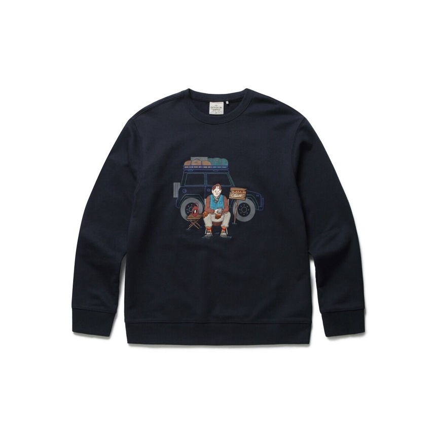 Áo sweater nỉ unisex tay dài cổ bo OLZEN Oliver in campnic Hàn Quốc - P:B