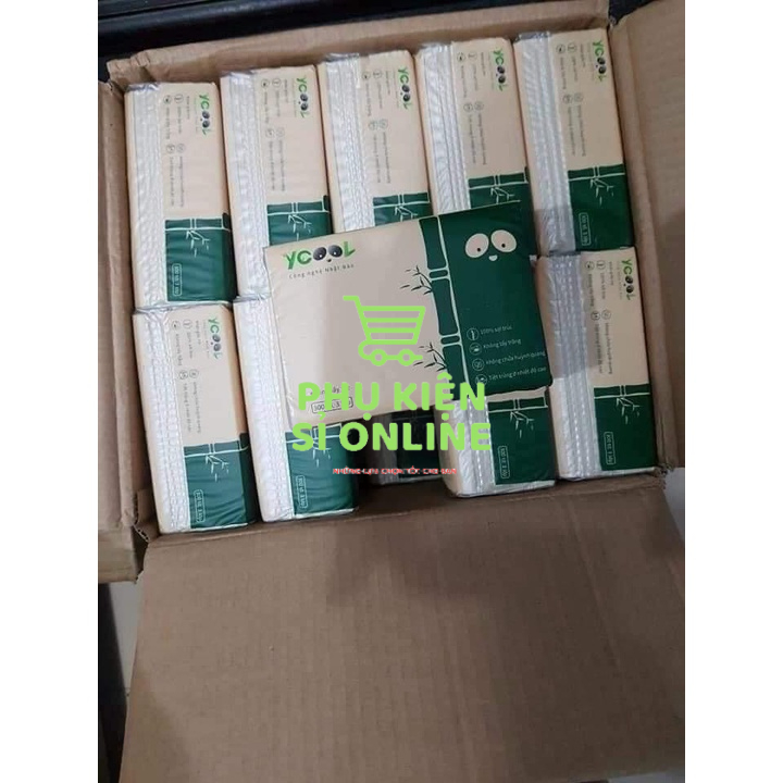 [SALE OFF 30K] Combo 3 thùng/90 gói khăn ăn YCOOL 300 tờ/gói/4 lớp 100% bột sợi tre thiên nhiên Store4girls