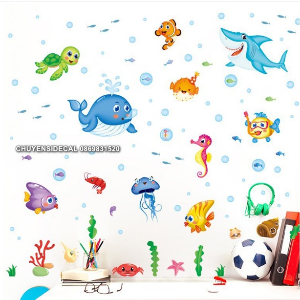 Decal trang trí tường - Cá Mập Đại Dương 02