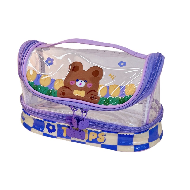Túi Đựng Bút Trong Suốt Sức Chứa Lớn Thiết Kế Đơn Giản Cho Học Sinh Tiểu Học