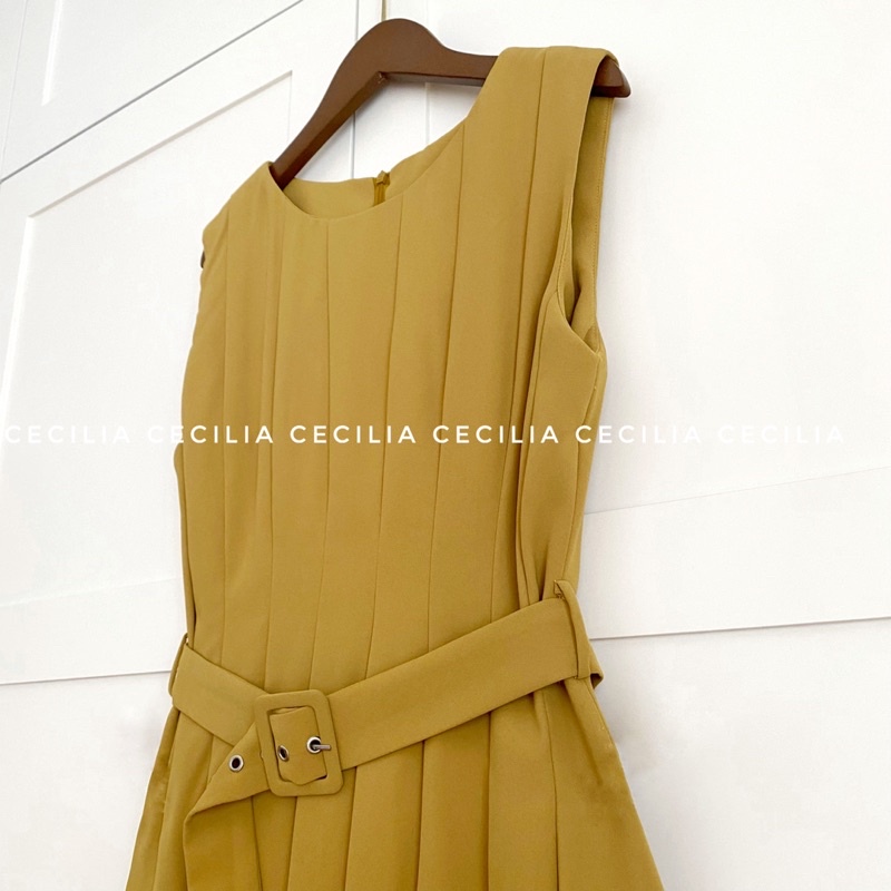 Váy ly sát nách kèm đai STELLA Dress thiết kế bởi CECILIA - vàng mù tạt