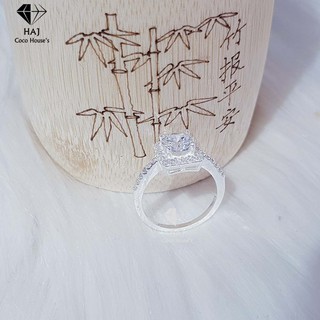 Nhẫn bạc nữ ổ đá vuông