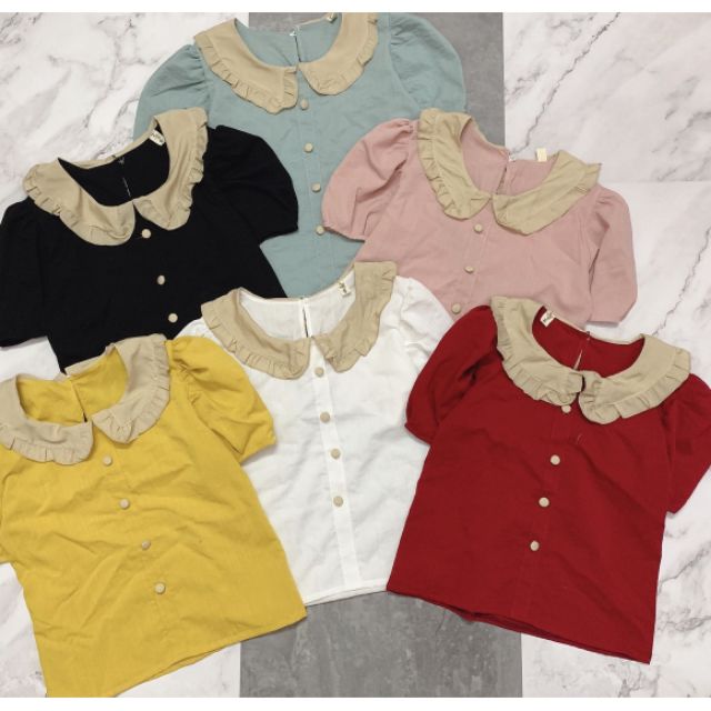 [Mã FAMAYWA giảm 10K đơn 50K] Áo sơ mi viền cổ tay cộc | BigBuy360 - bigbuy360.vn