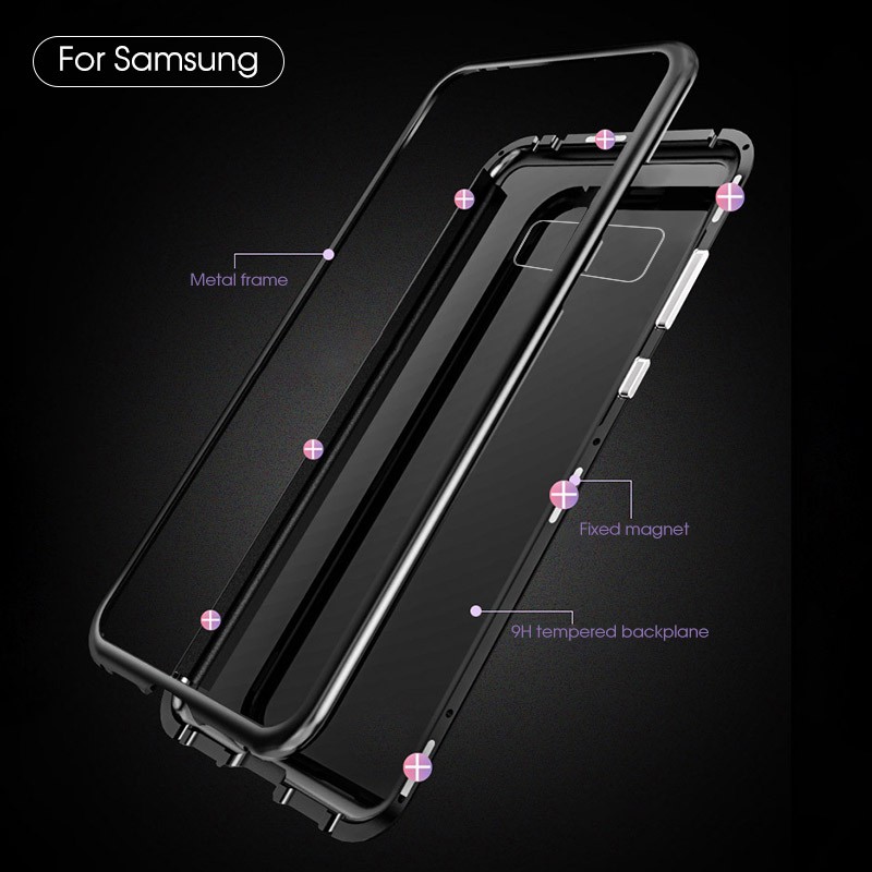 Ốp điện thoại kính cường lực từ tính cho Samsung Galaxy S10 S9 S8 Plus Note 8 9