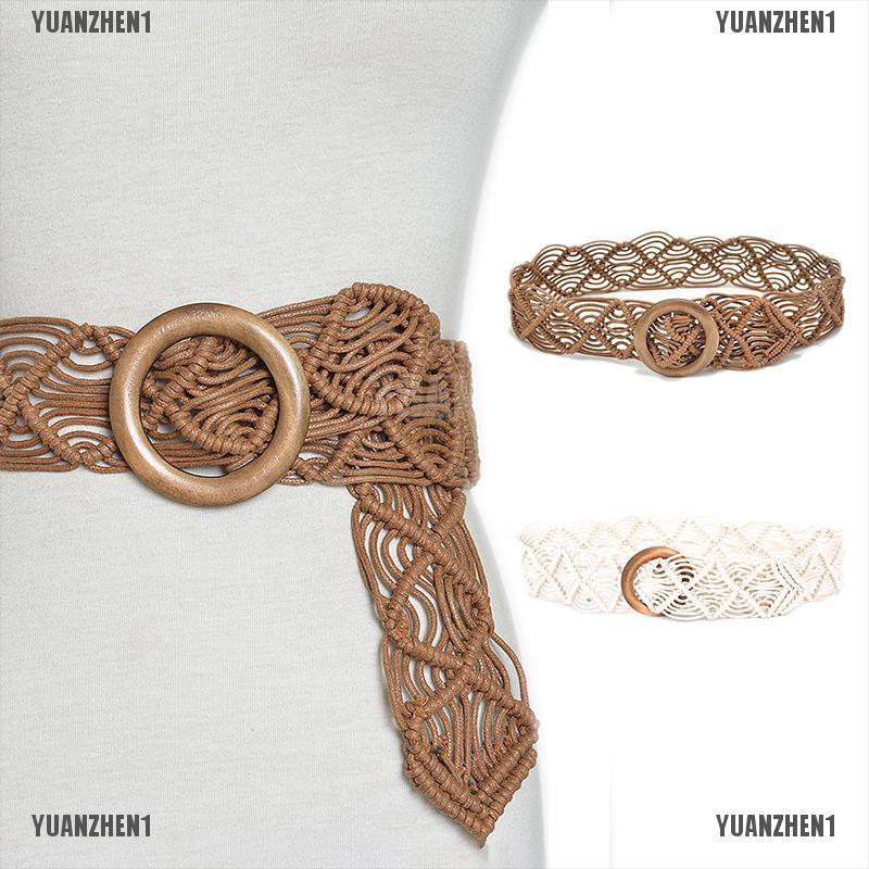 Thắt Lưng Bản Rộng Khóa Gỗ Phong Cách Bohemian Cổ Điển yuanzhen1 Cho Nữ