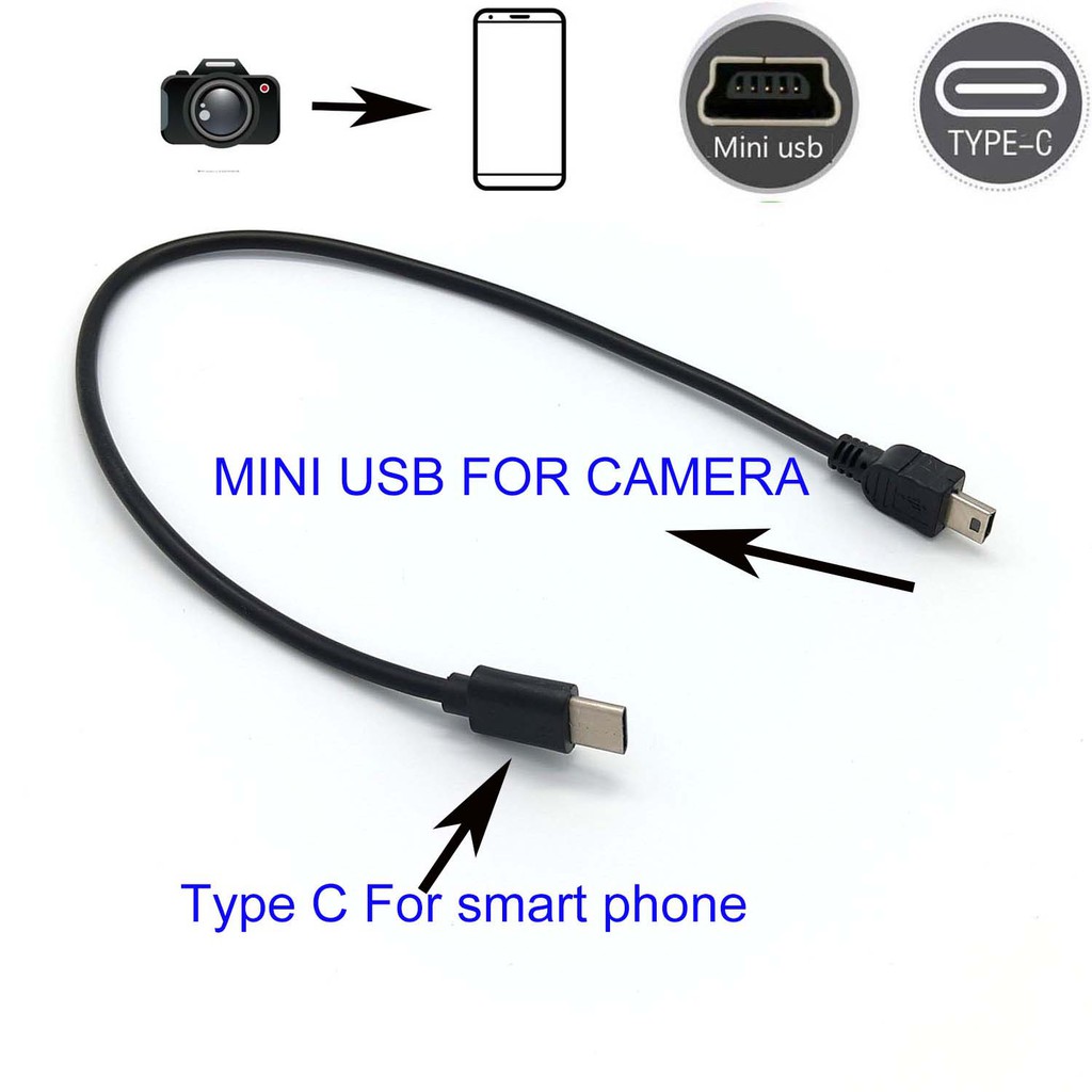 Cáp OTG chuyển đổi cổng Type C sang mini usb cho máy ảnh canon VIXIA R200 HFR200 HF S10 HFS10USB sx