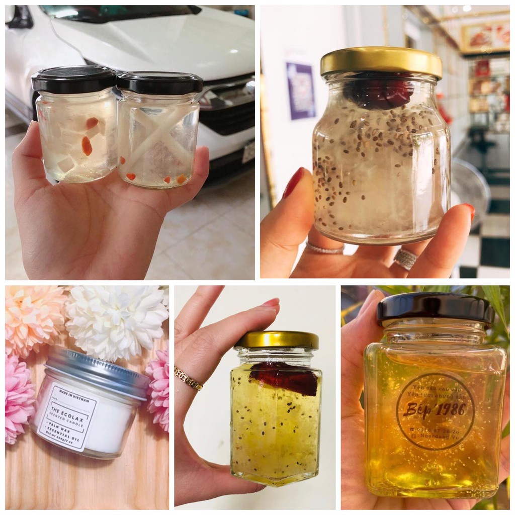 Set hũ thủy tinh nắp thiếc đẳng cấp dùng chưng yến, làm sữa chua, đựng hương liệu cỡ 100ml, 150ml