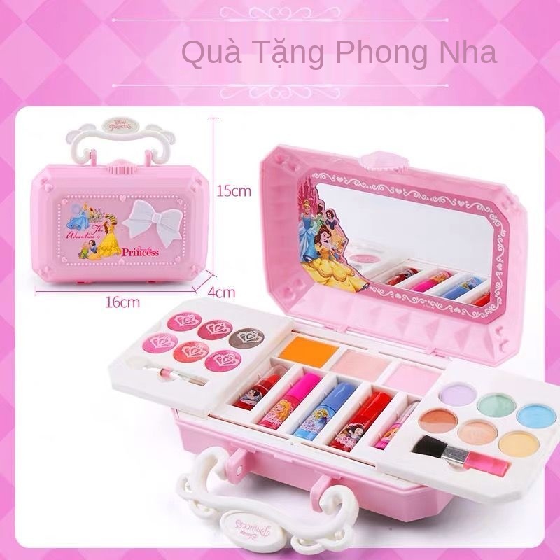 C Bộ mỹ phẩm dành cho trẻ em Disney Princess không độc hại Little Girl Baby Show Makeup Gift Box Toy Birthday