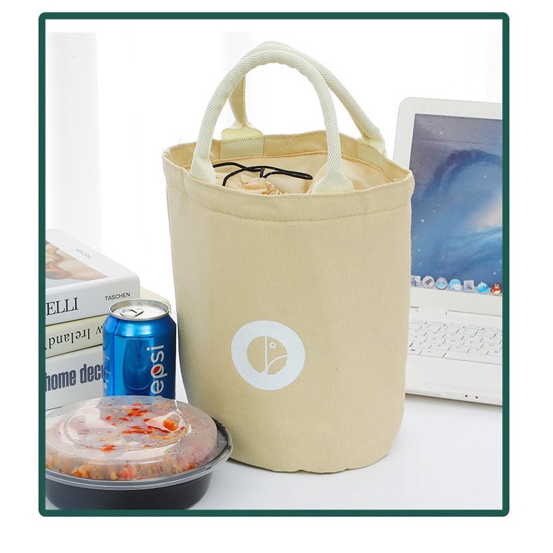 Túi vải đựng cơm tròn cao cấp Mầm Đậu, lót nhôm dày, giữ nhiêt 2-4h