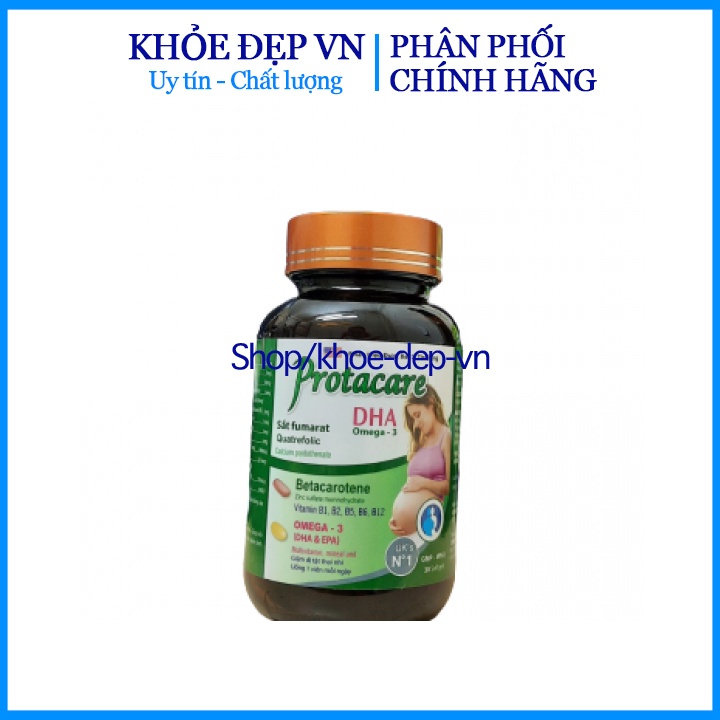 Viên uống Protacare DHA Omega-3 – Bổ sung dinh dưỡng cho mẹ bầu, tăng miễn dịch, bổ sung vitamin – Hộp 30 viên