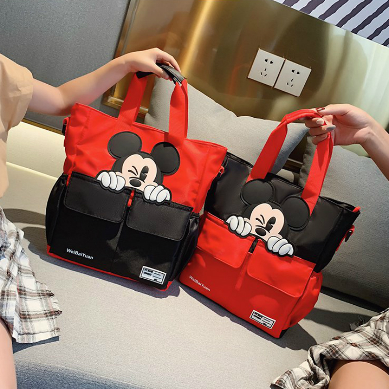 Túi xách tay đeo vai vải canvas họa tiết chuột Mickey đáng yêu