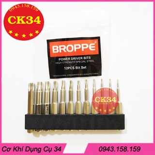 Bộ 12 mũi lục giác hoa thị có lỗ dài 50mm cho khoan pin, điện hãng BROPPE