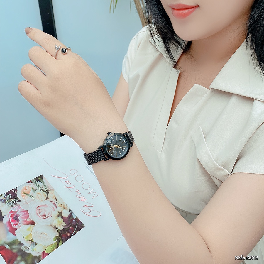 Đồng Hồ Nữ JA-732K Julius Hàn Quốc Dây Thép (Đen)