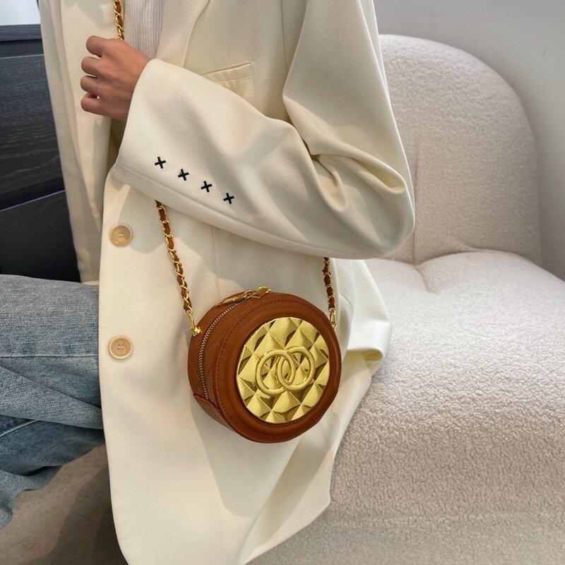 Túi tròn ánh vàng in chữ siêu chất Mã N0422