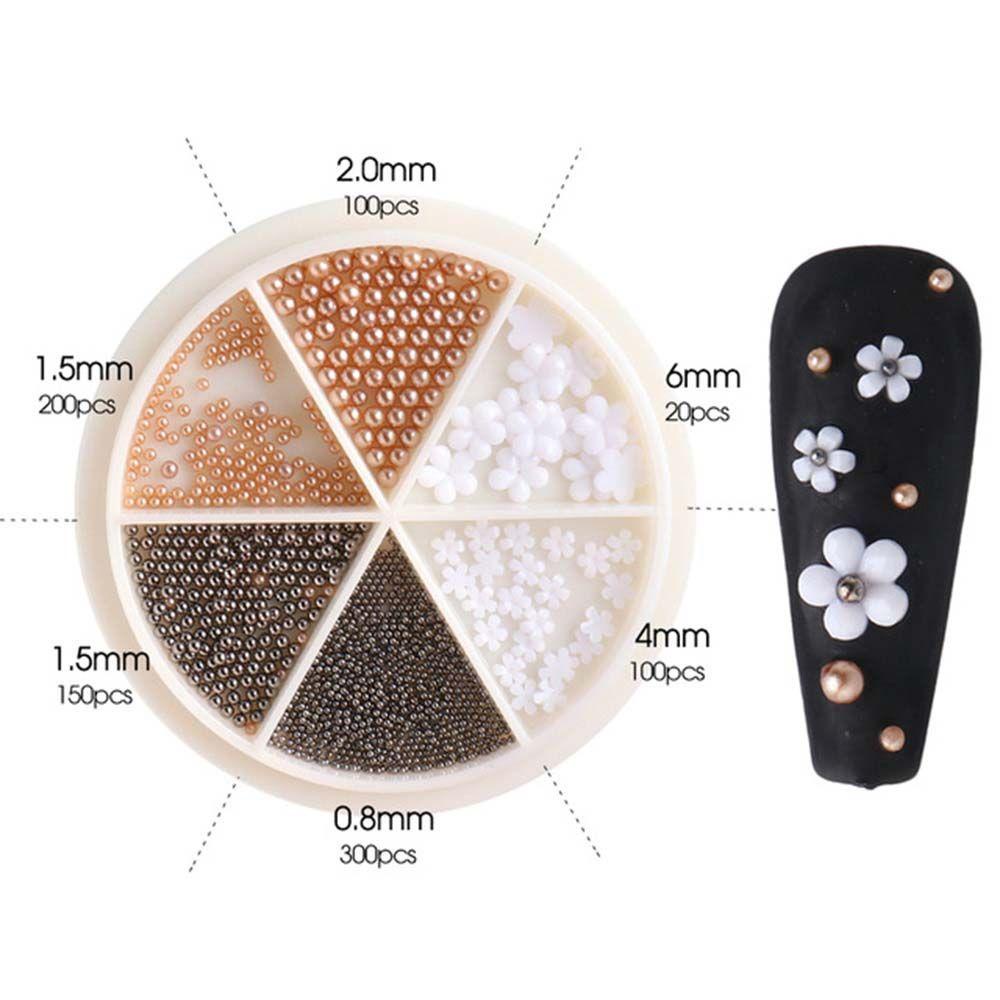 Phụ Kiện Hạt Thép Hình Hoa Năm Cánh Màu Trắng Trang Trí Móng Tay DIY