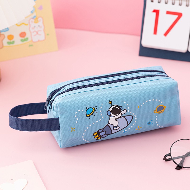 Túi đựng bút vải canvas sức chứa lớn in họa tiết dễ thương hoạt hình đáng yêu tiện lợi cao cấp T60