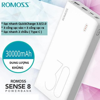 Sạc dự phòng Romoss Sense 8 Plus dung lượng 30000
