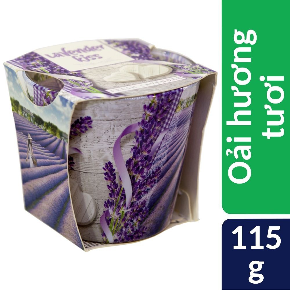 Ly nến thơm khử mùi Bartek Lavender Kiss 115g QT00663 - nụ hoa oải hương, nến thơm phòng (giao mẫu ngẫu nhiên)