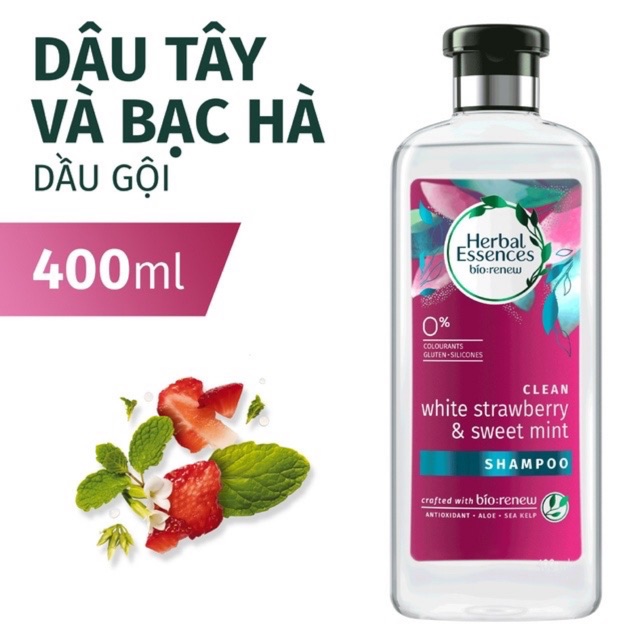 Combo Dầu Gội Xả Herbal Essences Dâu Tây và Bạc Hà 400ml