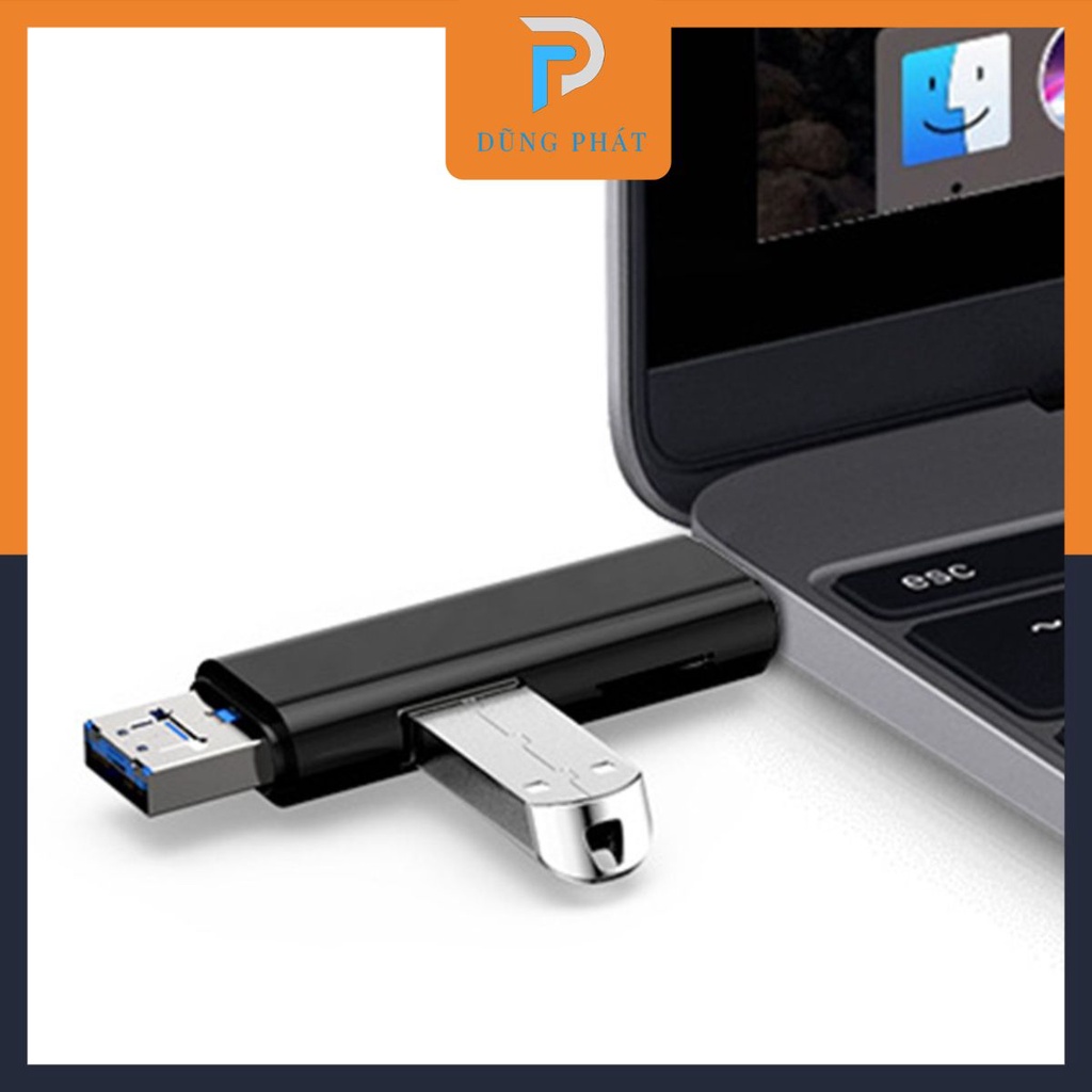 Đầu đọc thẻ nhớ đa năng dành cho điện thoại, máy tính, 3 cổng kết nối USB, MicroUSB, TYPE-C, 2 cổng dữ liệu USB, TF