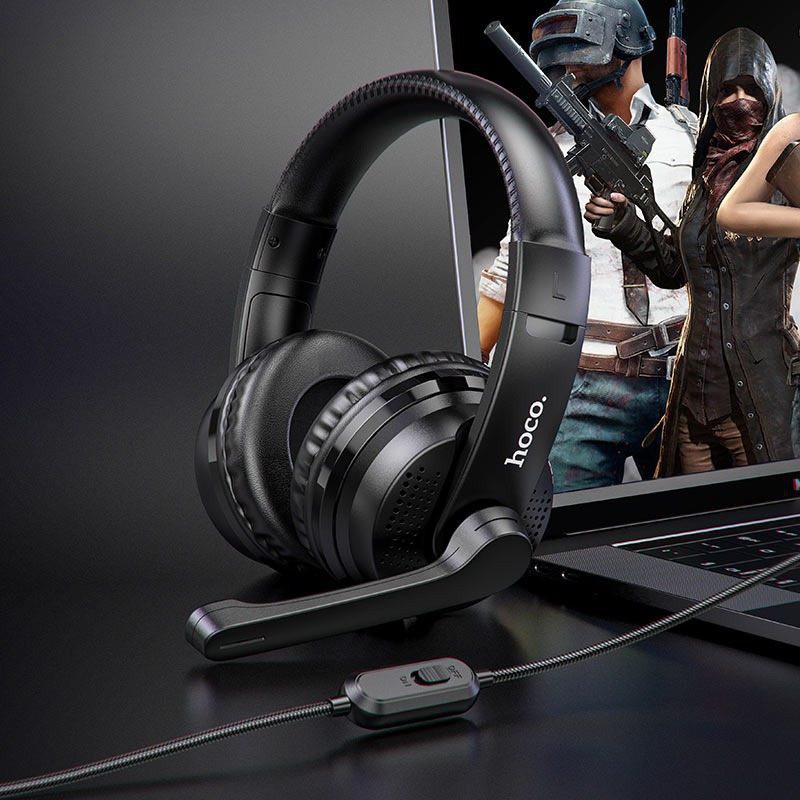 Tai nghe chụp tai có mic cho máy tính, điện thoại game có nút điều chỉnh âm lượng chơi liên quân Pubg Hoco w103 - HÀNG M