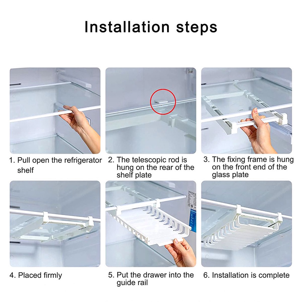 YIYU TYLER1 Kitchen Zipper Bag Clip Refrigerator Storage Organizer Slide Rail Tray Telescopic Hanging Fresh-keeping Bag Stretchable Home Fridge Drawer/Multicolor