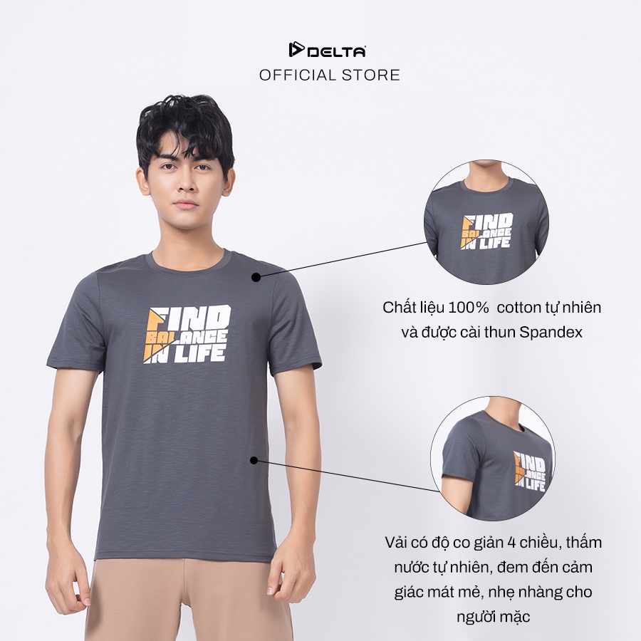 Áo thun tay ngắn nam DELTA RTS014M chất liệu mềm mịn có co giãn, thấm hút mồ hôi tự nhiên
