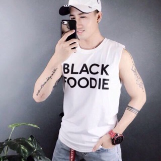 Áo thun tanktop nách sâu black hoodie chuẩn gym