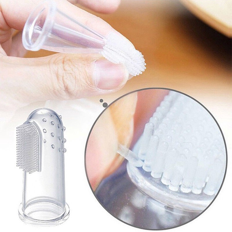 Bàn chải silicone gắn ngón tay đánh răng cho bé