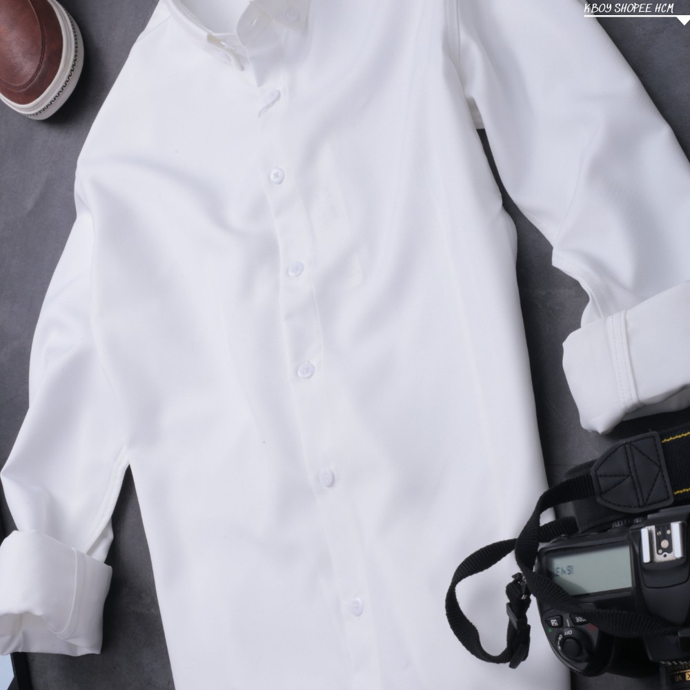 Áo sơ mi tay dài Trơn cao cấp - Bigsize, nhiều màu, trắng, đen, xám đậm, đỏ tươi - A068