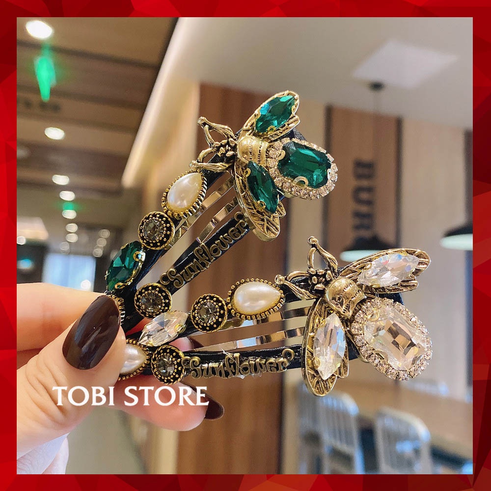 Kẹp tóc mái con ong gắn đá cỡ lớn sang chảnh TB566