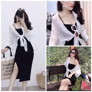 Set body áo sơ mi trắng