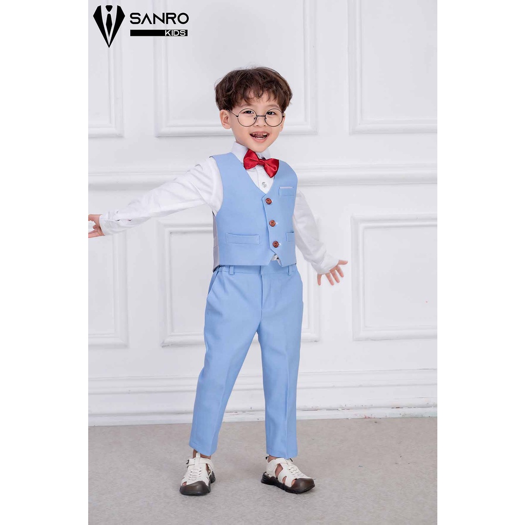 Bộ vest bé trai thiết kế màu xanh da trời