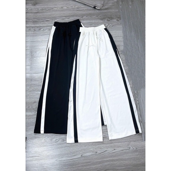 SÉT 2 QUẦN SUÔNG KẺ 2 SỌC ĐEN TRẮNG